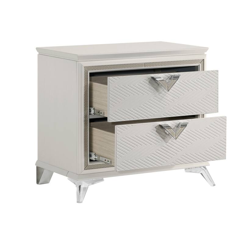 Nightstand 2-Drawers Storage Modern Luxury Bedroom Furniture 1pc