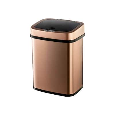 NINESTARS 3.2 Gallon Gold Rectangular Motion Sensor Trash Can