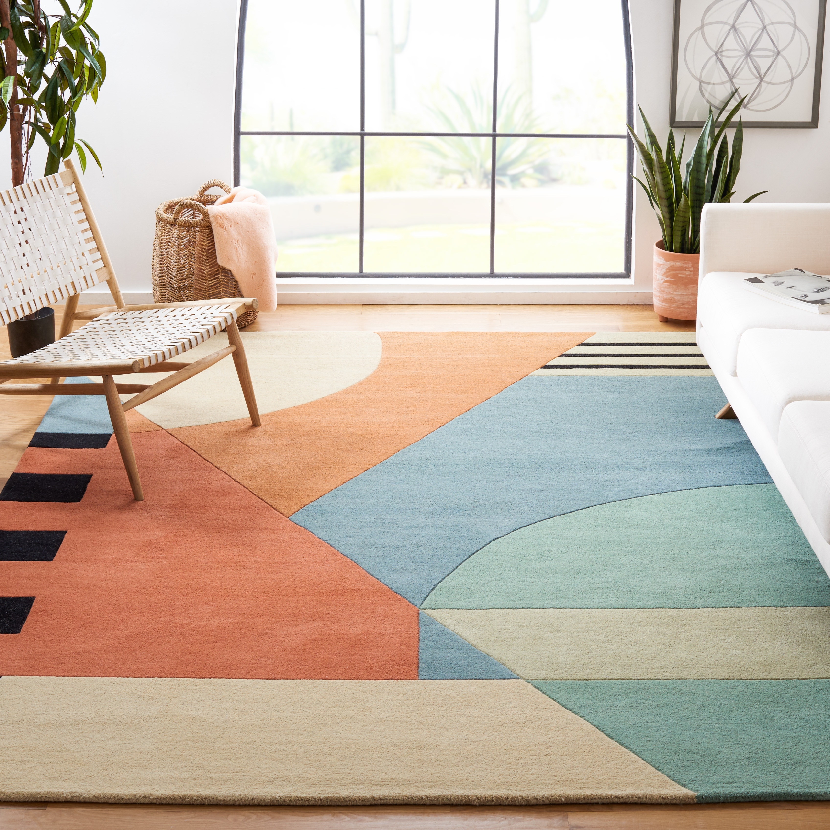 Assorted 8' x 8' Square Safavieh Rodeo Drive Collection RD643B Handmade Mid-Century Modern Abstract Wool Area Rug 