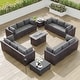 preview thumbnail 11 of 28, Kullavik 15PCS Outdoor Patio Furniture Set with Fire Pit Table & Glass Top Coffee Table Grey