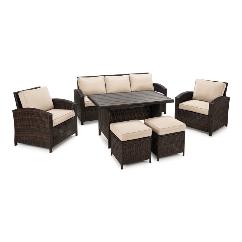 6-Piece Outdoor Wicker Patio Conversation Set