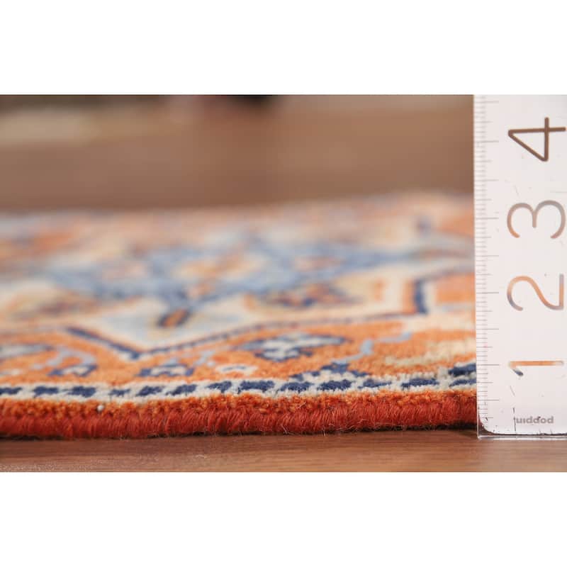 Orange & Blue Kazak Indian Foyer Rug Hand-Knotted Wool Carpet - 2'0" x 3'0"