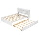 preview thumbnail 4 of 3, Full Size Bed with Pull-Out Trundle and Integrated Bookcase Headboard, Space-Saving Design