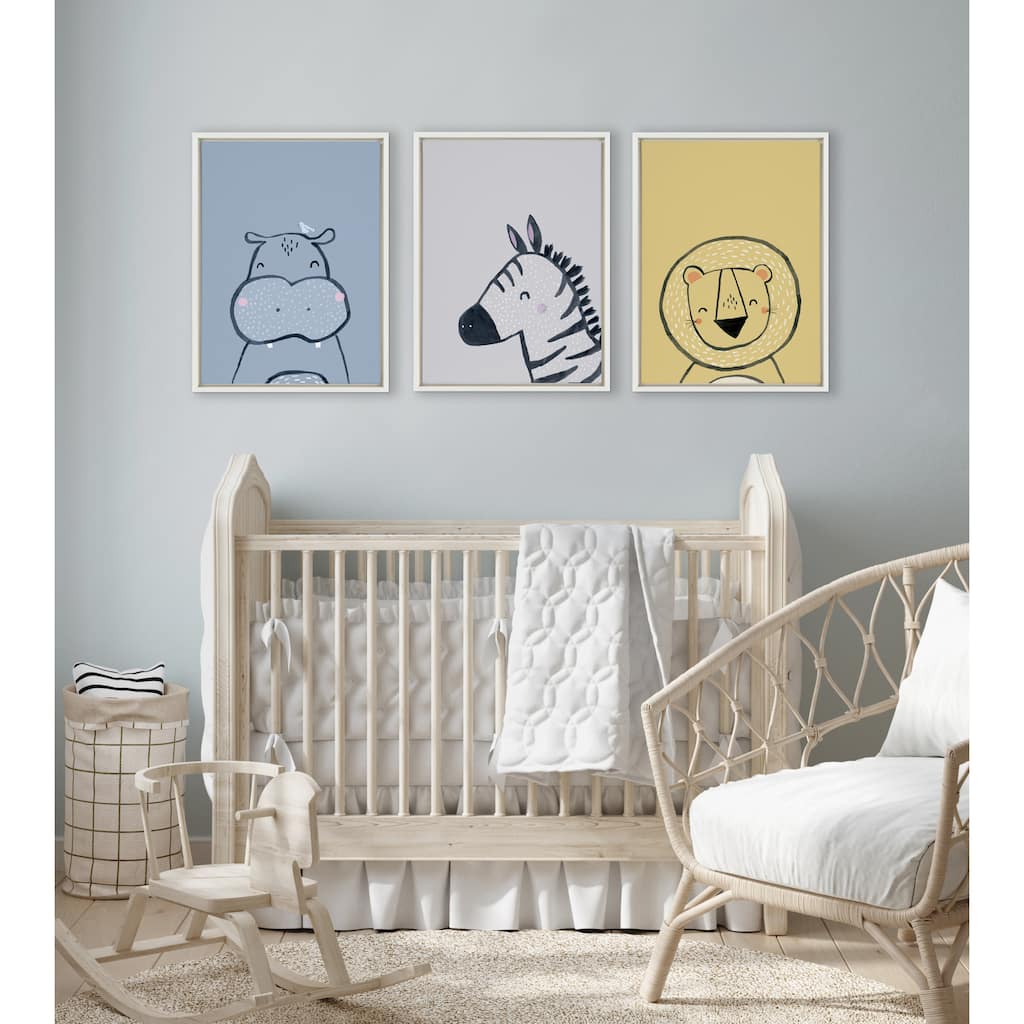 Kate and Laurel Sylvie Inky Hippo Framed Canvas by Lauradidthis