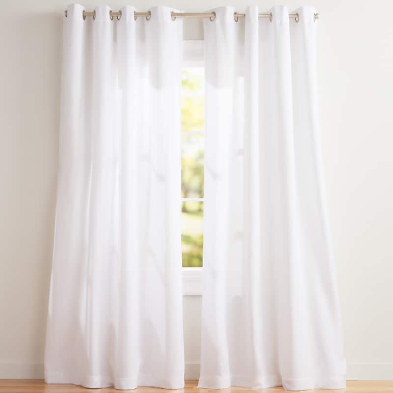 EXCLUSIVE HOME Loha Linen Grommet Top Curtain Panel Pair - 52x96 - Winter White