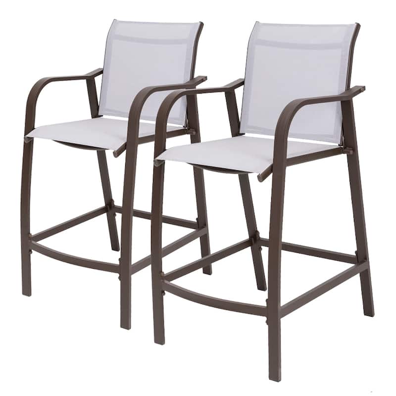 Crestlive Products Outdoor Outdoor Cast Aluminum Swivel Bar Stools with Sunbrella Cushion