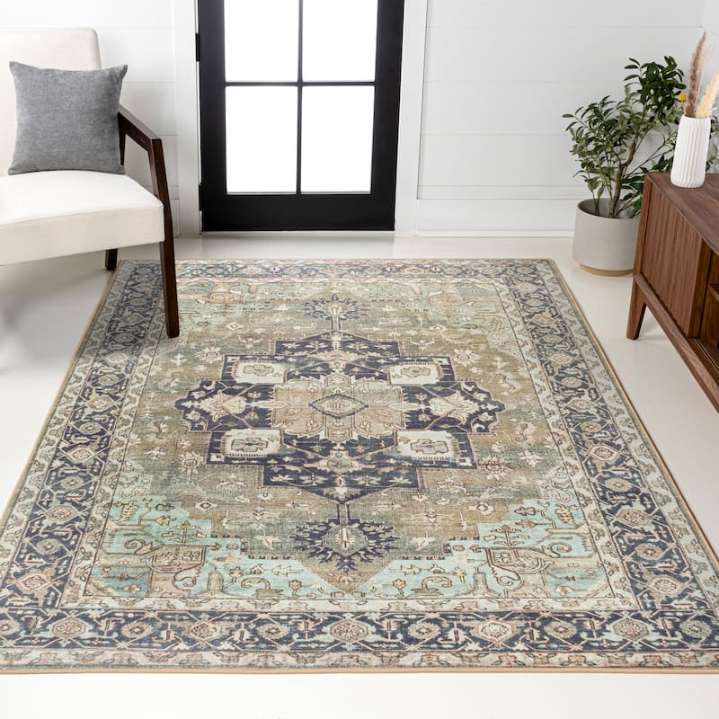 JONATHAN Y Marrakesh Ornate Medallion Machine Washable Area Rug