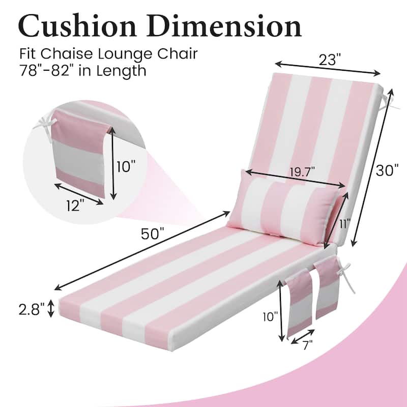 Outdoor Patio Chaise Lounge Chair Seat Cushions with Pillow