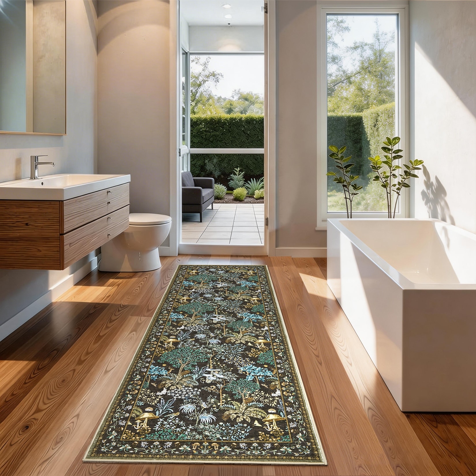 Garvee Vintage Botanical Mushroom Pattern Washable Area Rug