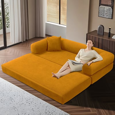 3-in-1 Convertible Sleeper Sofa with Pillows & Storage