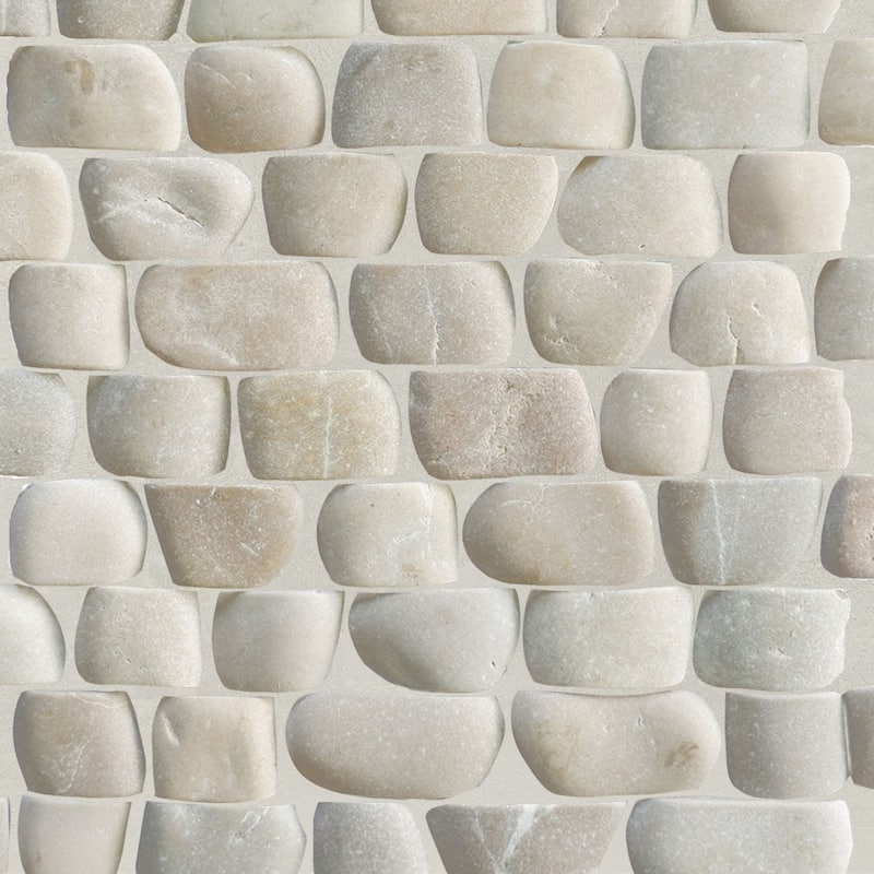 Strip Tan Pebble Mosaic Tiles for Backsplash Kitchen and Bathroom Wall (10.5" X 12") 5 tiles per case - Case (5 Tiles)