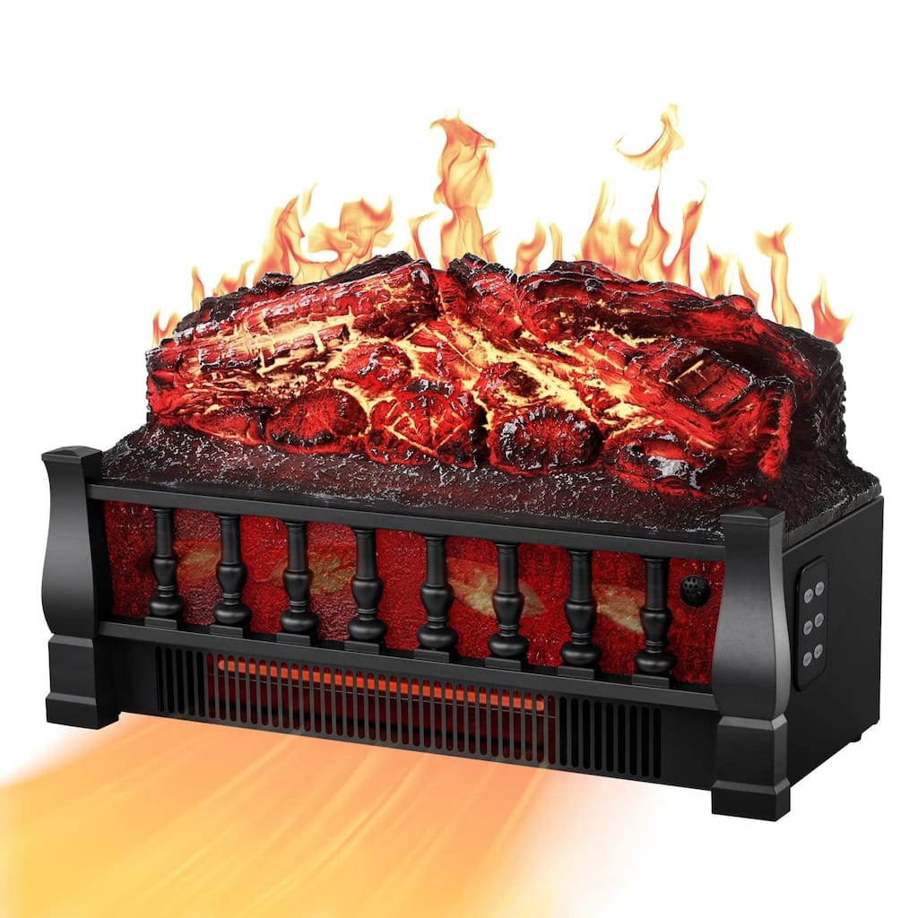 YOKOOL 21" Freestanding Electric Fireplace, Log Heater, Adjustable Flame Brightness, Overheat Protection, Remote.