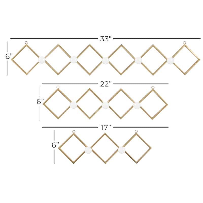 Gold Iron Glam Wall Hook (Set of 3) - 33 x 3 x 6