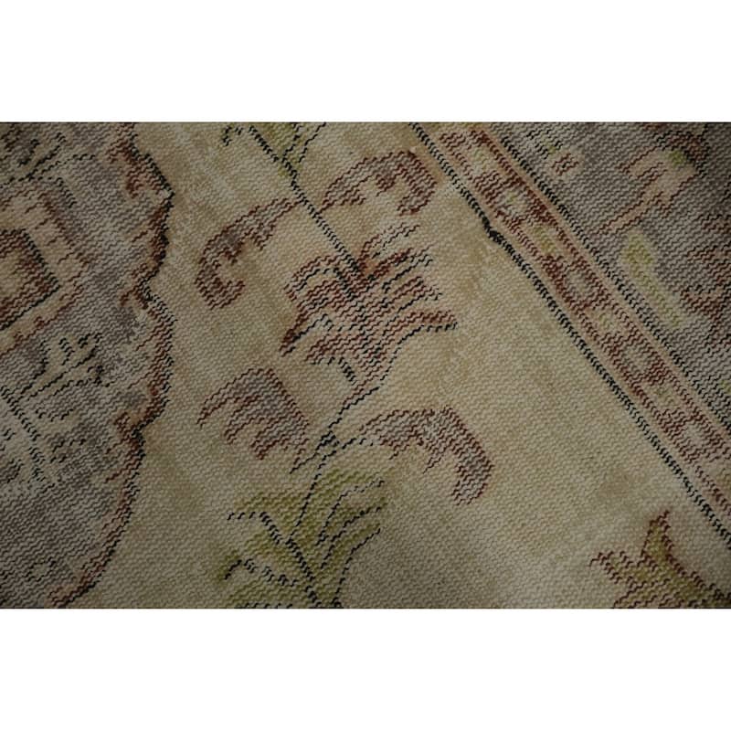 Hand Knotted Oriental 100% Wool Carpet Transitional Floral Beige & Ivories Anatolian Area Rug - 9' 9'' X 5' 6''