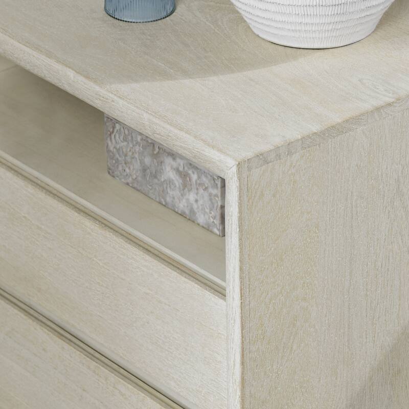 Classic Home Reece Mango Wood Nightstand in Sand