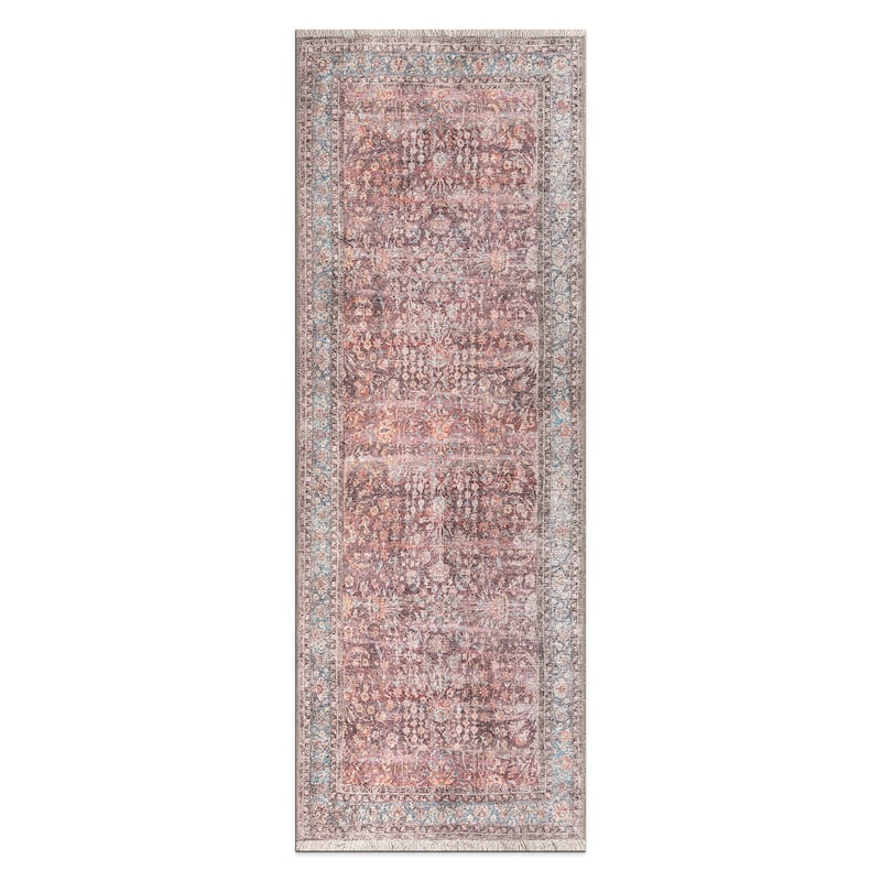 World Rug Gallery Vintage Distressed Bordered Washable Area Rug