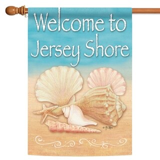 Blue and Beige Conch Shells Jersey Shore Outdoor House Flag 40