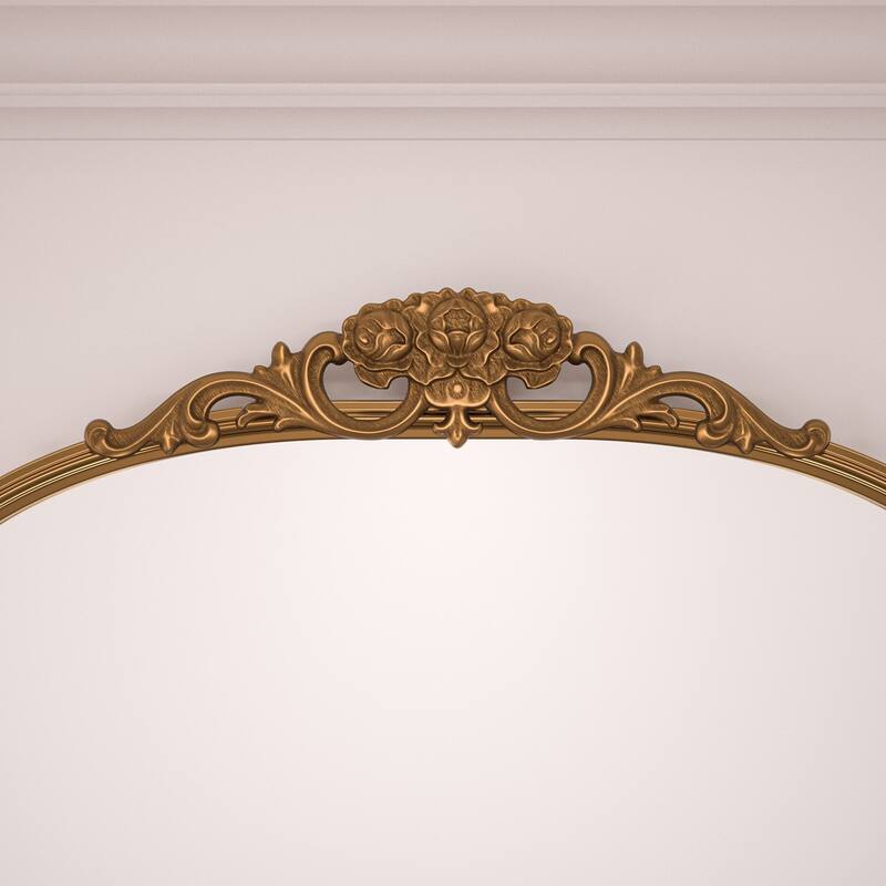 Keonjinn Art Decorative Accent Arched Wall Mirrors, Relief Frame, Antique Black/Gold