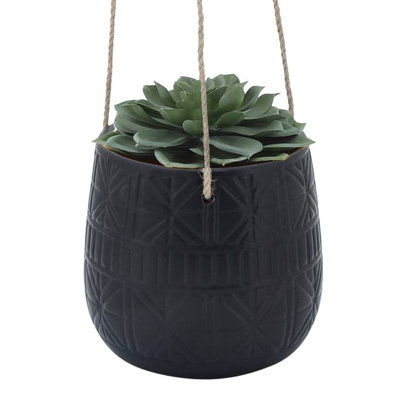 Sagebrook Home Neutral Textured Ceramic Hanging Planter