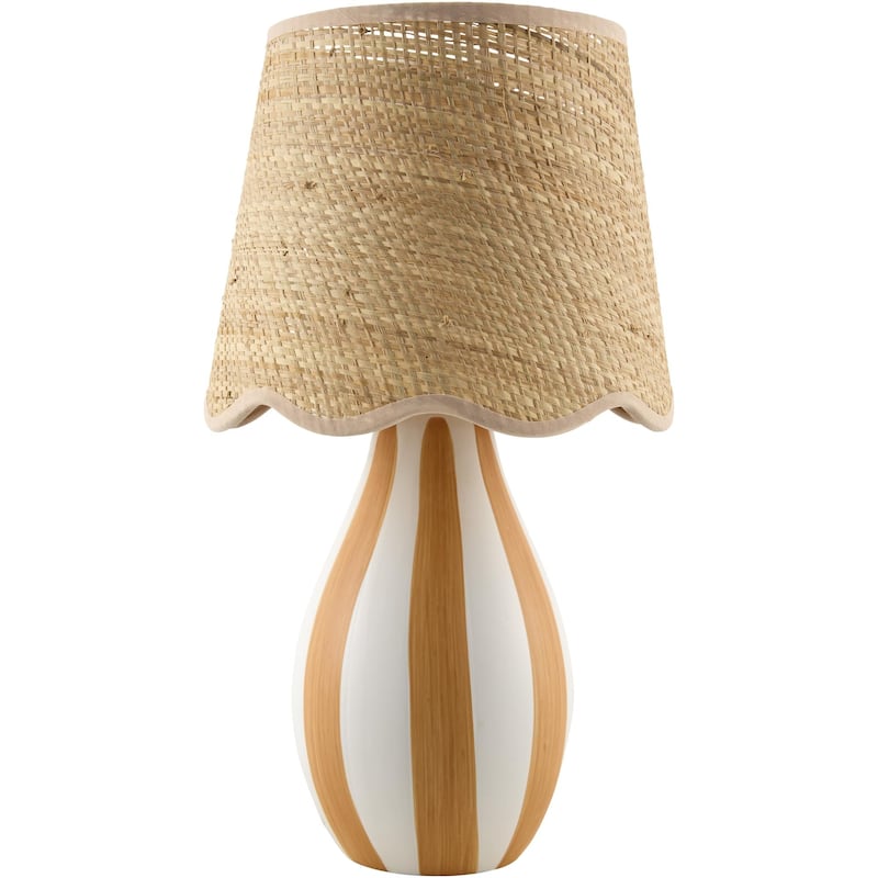 Livabliss Melbu Traditional Accent Table Lamp - 14"H x 8"W x 8"D - Orange/Beige