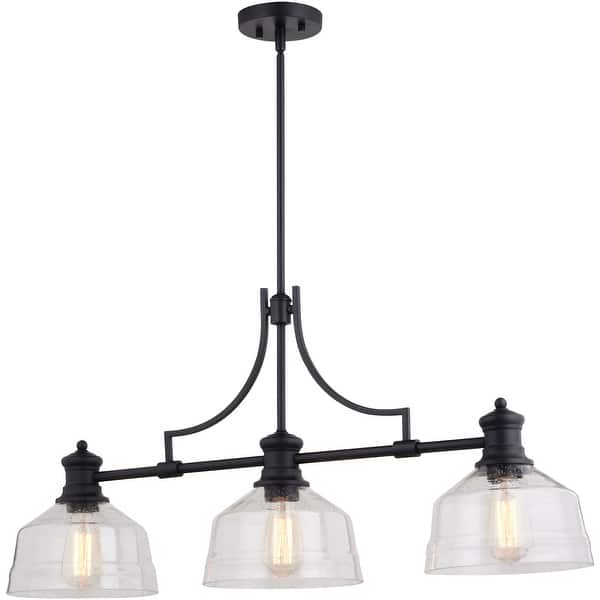slide 2 of 11, Vaxcel Lighting H0293 Beloit 3 Light 37" Wide Linear Chandelier with Matte Black
