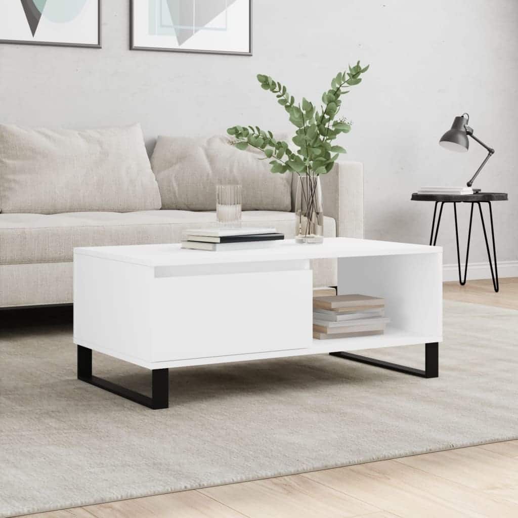 vidaXL Coffee Table Black/White Engineered wood Medium Coffee Table