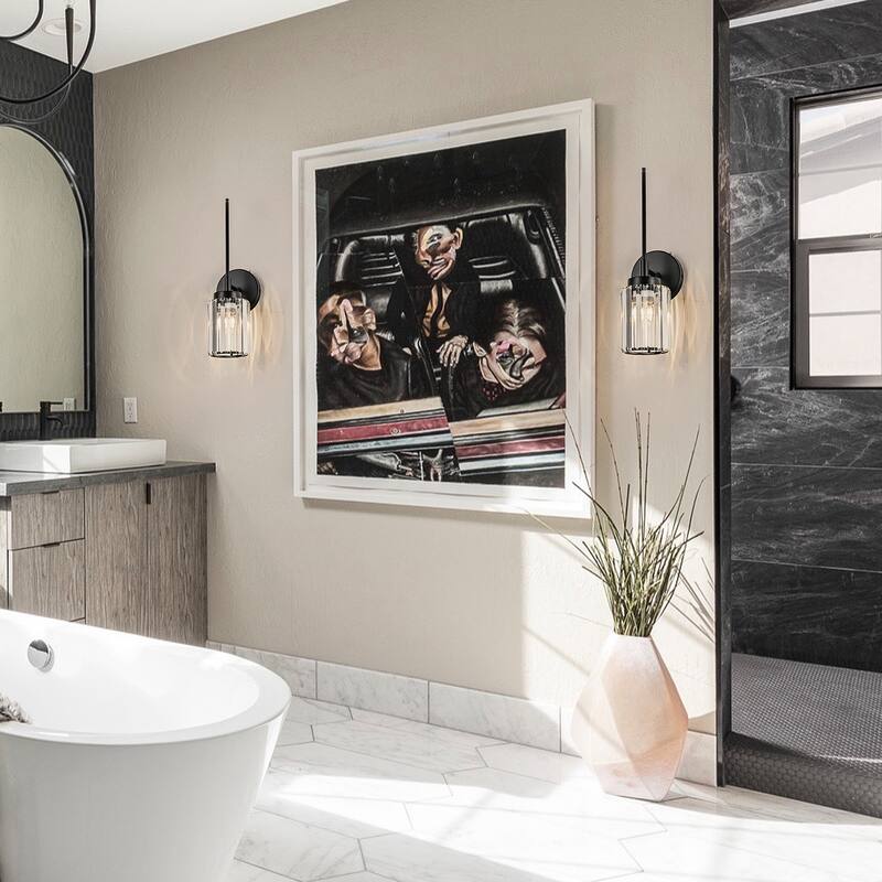 Modern Black 1/2/3/4/5-Light Bathroom Crystal Vanity Light Wall Sconces