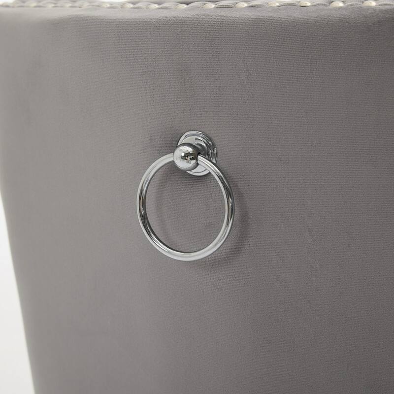 Velvet Upholstered Dining Chairs Set of 2, Kitchen Chairs with Nailhead Trim & Metal Pulling Ring, Accent Chair with Wood Legs