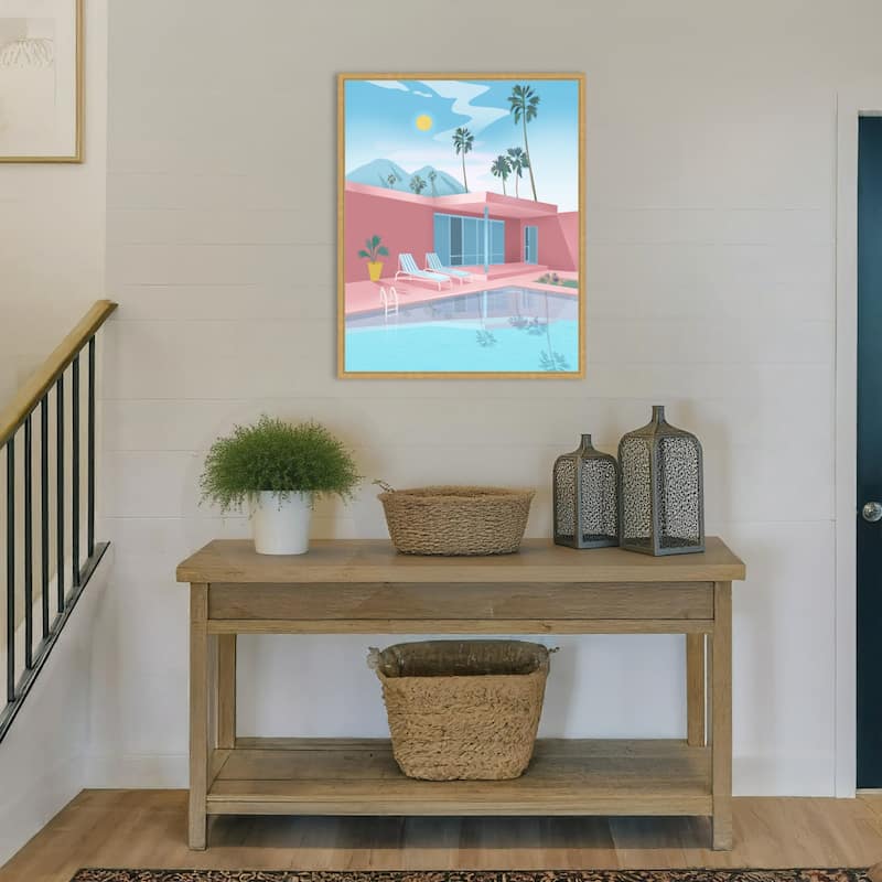 Palm springs by Petra Lizde Framed Canvas Wall Art Print - Sylvie Bright Gold