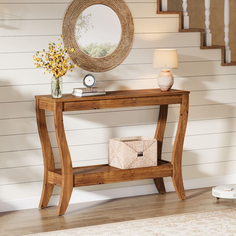 Solid Wood Console Table, Entryway Sofa Table with Storage Shelf for Living Room, Hallway, Foyer