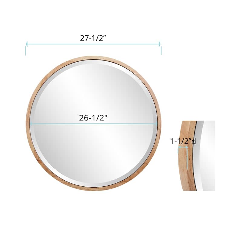 Allan Andrews Light Oak Wood Framed Beveled Wall Mirror