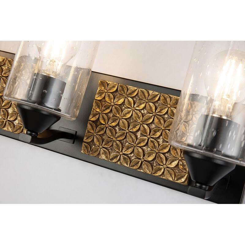 3 Light Bath Vanity Light in Black and Gold