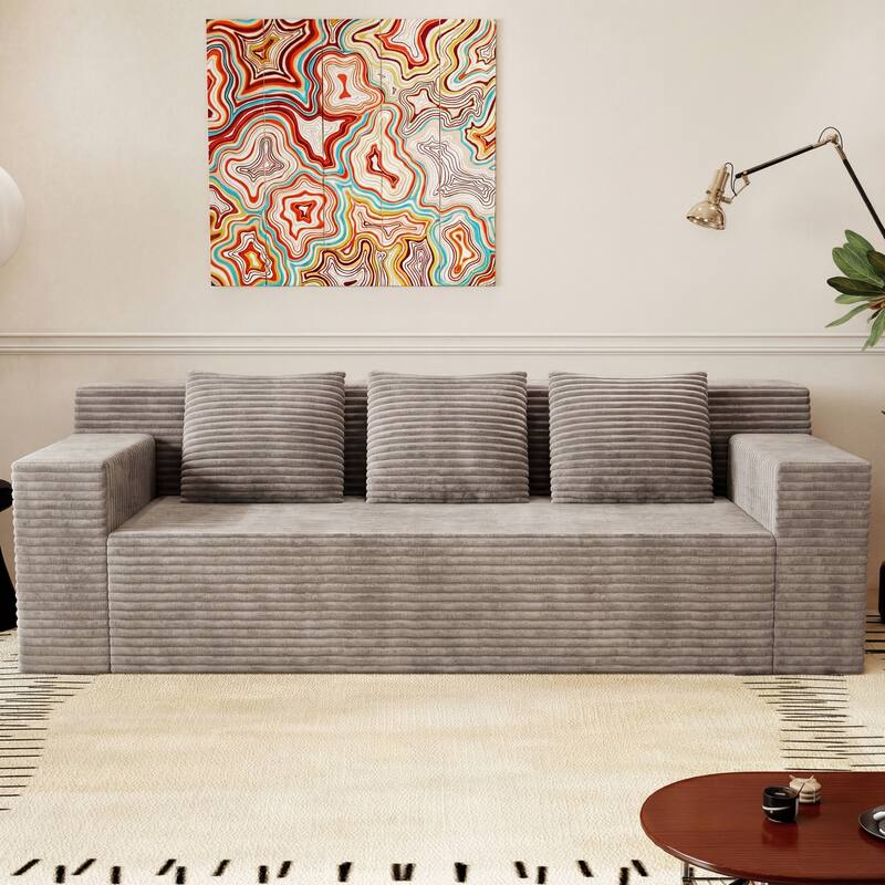 71" 3-Seater Corduroy Sofa with Deep Seating, No Assembly Required for Living Room & Bedroom - Camel