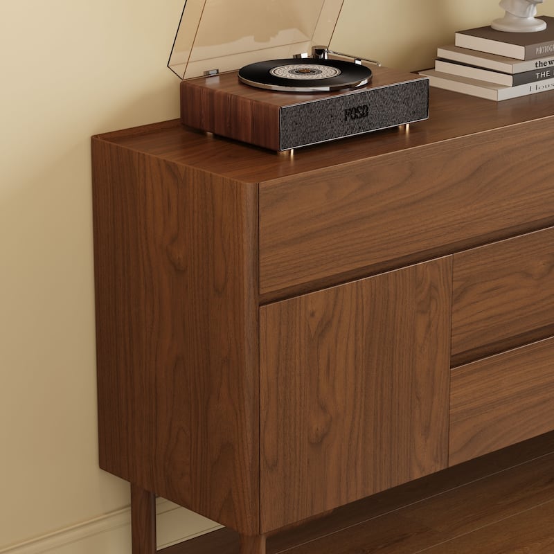 JASIWAY Buffet Table Cabinet Sideboard Cabinet with Drawers, Walnut