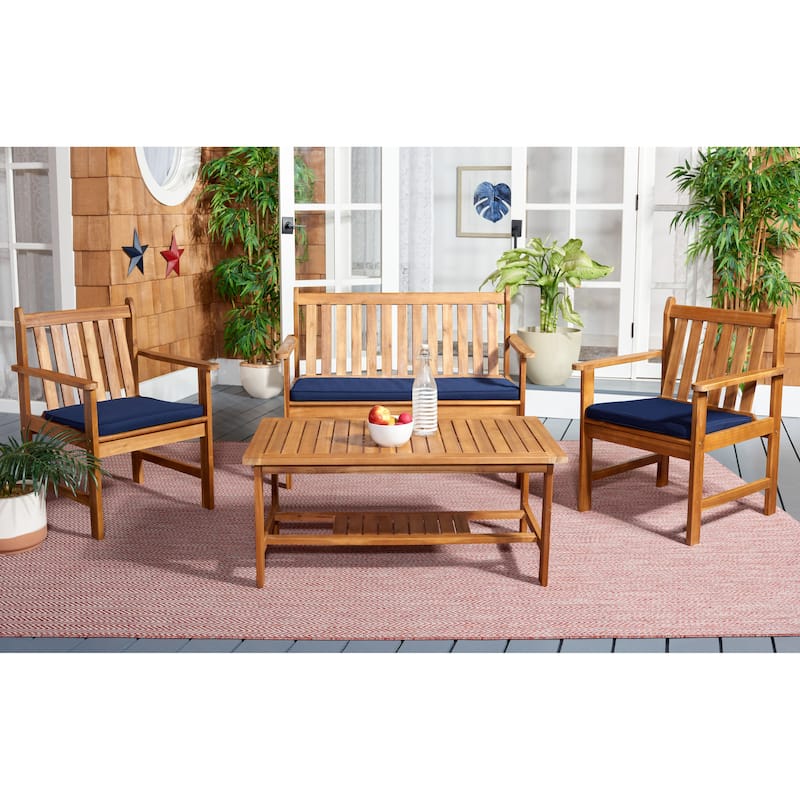 SAFAVIEH Outdoor Ainsley Acacia Wood 4-Piece Furniture Set - 44W x 34D x 25H