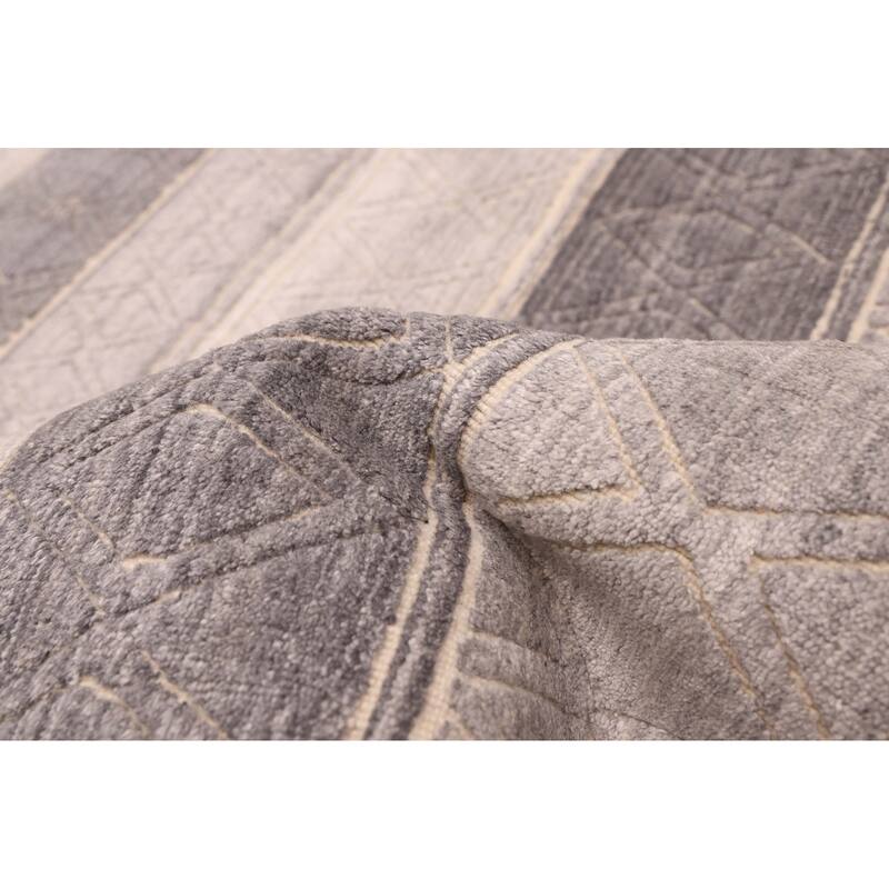 ECARPETGALLERY Hand Loomed Elysian Grey Wool Rug - 6'7 x 9'10