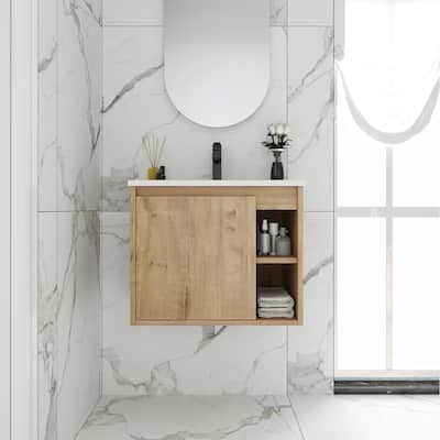 Bathroom Vanity With Sink In 24/30 Inch, Floating Bathroom Vanity With Soft Close Door