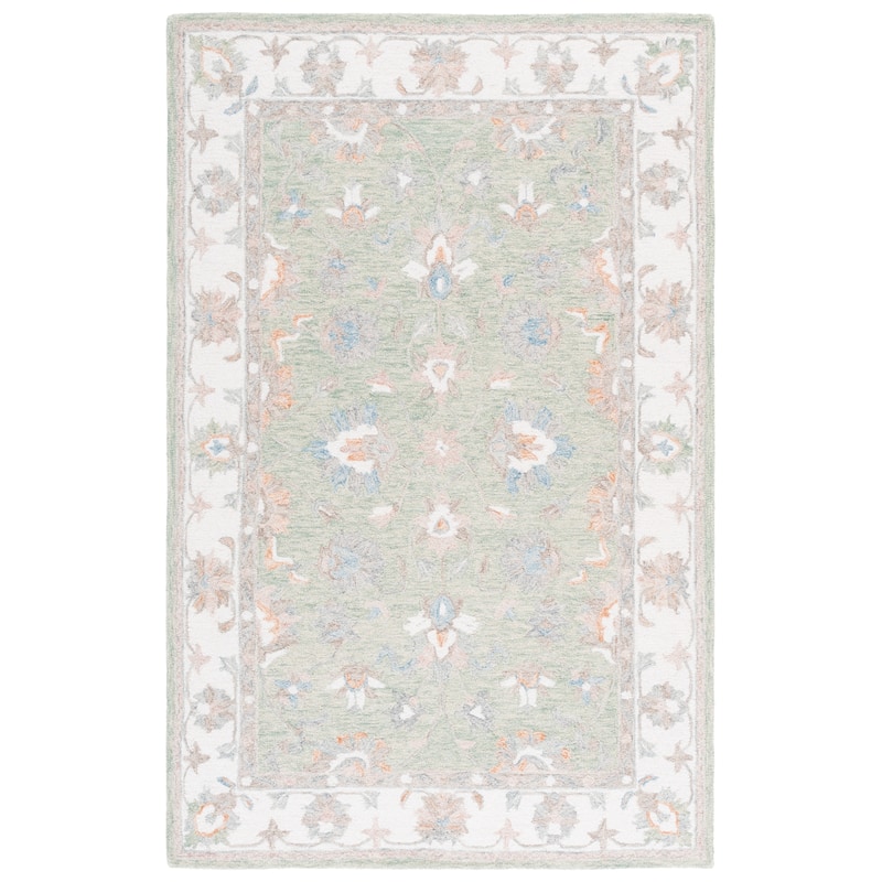 SAFAVIEH Handmade Heritage Sigþridur Traditional Wool Rug - 5' x 8' - Green/Ivory