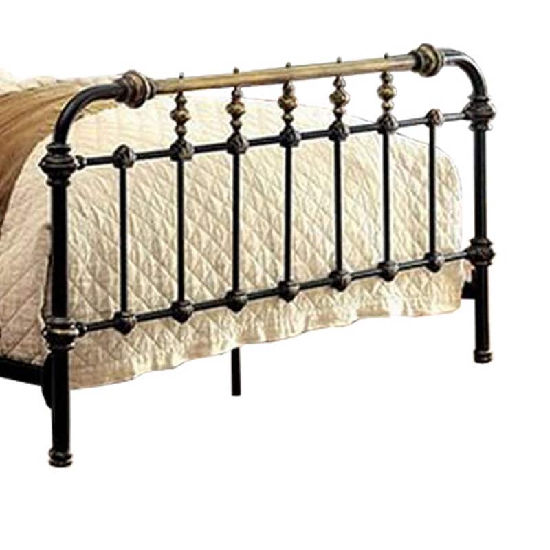 Riana Contemporary Metal Full Size Bed, Black Finish