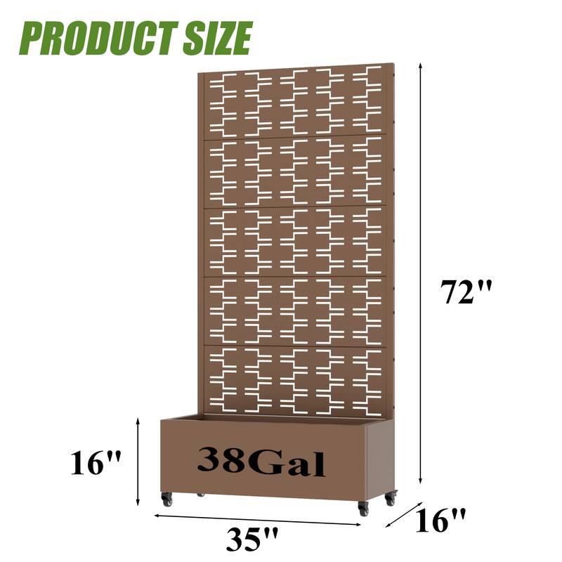 Metal Planter Box with Trellis Privacy Screen Planter Box with Lockable Wheels