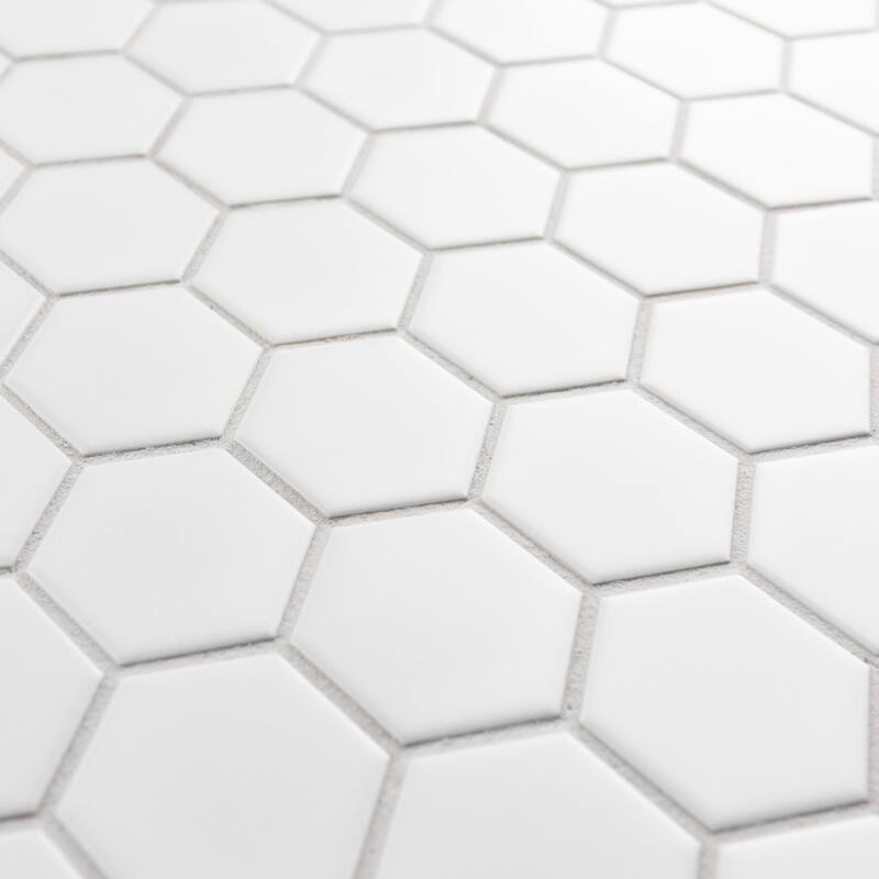 Merola Tile Metro 2" Hex Matte White 11-1/8" x 12-5/8" Porcelain Floor and Wall Tile