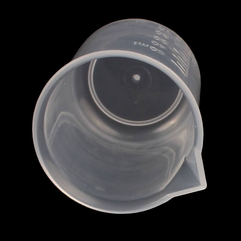 2 Pcs Kitchen Lab 50mL Plastic Measuring Cup Jug Pour Spout Container - Clear - Clear