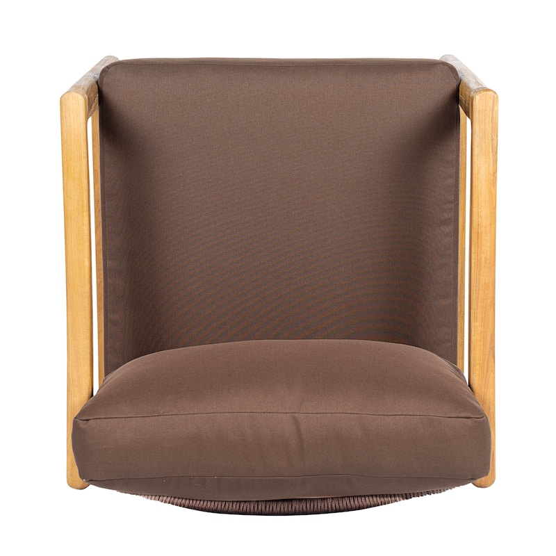 Christopher Knight Home - Outdoor Acacia Wood Club Chair with Rope Back and Water-Repellent Cushions