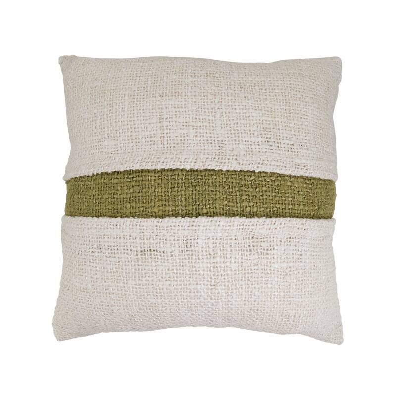 Banded Throw Pillow - 20"x20" - Polyester - Olive