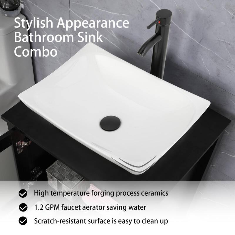 48" Bathroom Vanity Set Vessel Sink Faucet W/ Small Cabinet Combo