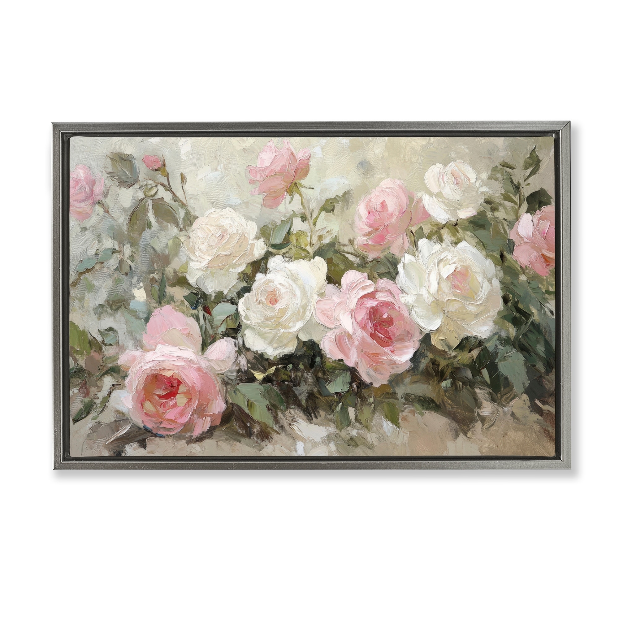 Stupell Rose Bouquets Pink and White Framed Floater Canvas Wall Art Design By Petal Prints Design