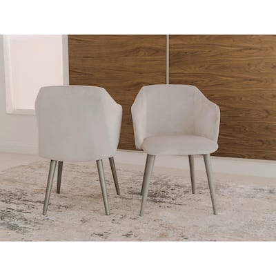 Casabianca Home Monroe Set of 2 Velvet Fabric Dining Chairs, Gray