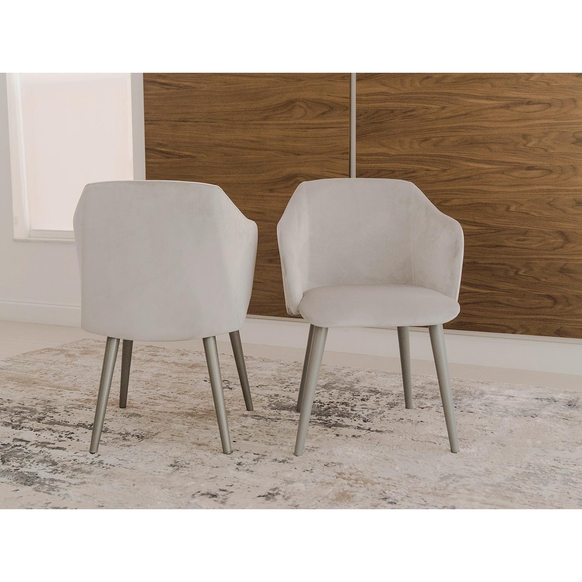 Casabianca Home Monroe Set of 2 Velvet Fabric Dining Chairs Gray