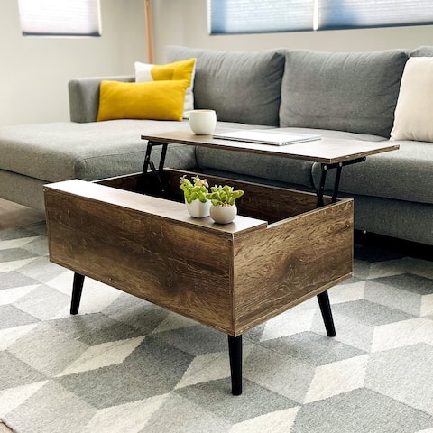 Cooper Rustic Mid-Century Modern Lift-top Coffee Table