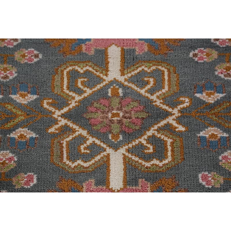 Hand Knotted Oriental 100% Wool Carpet Traditional All-Over Navy Blue & Blues Heriz (serapi) Area Rug - 11' 11'' X 8' 10''